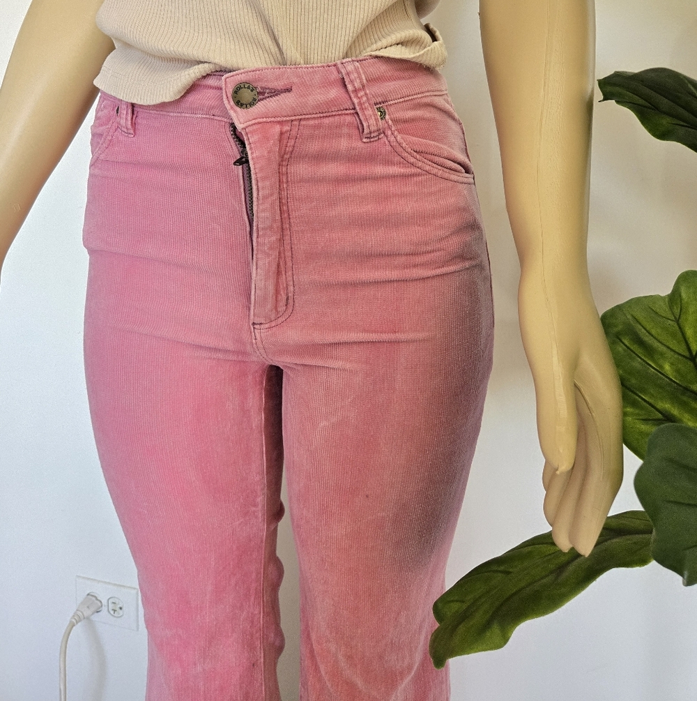 ROLLA'S Eastcoast Flare High Rise Pants Women's Pink Color Size 26 Free People - Picture 4 of 12